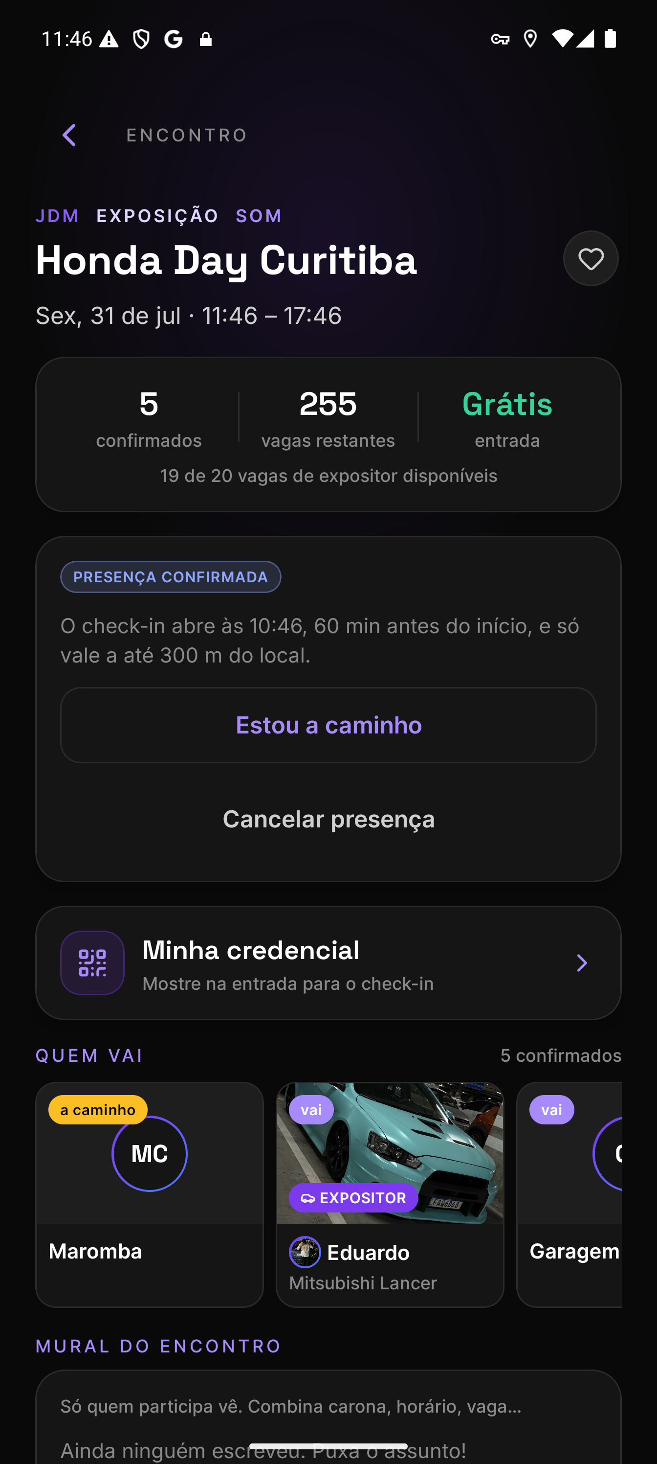 Quem vai — e com qual carro